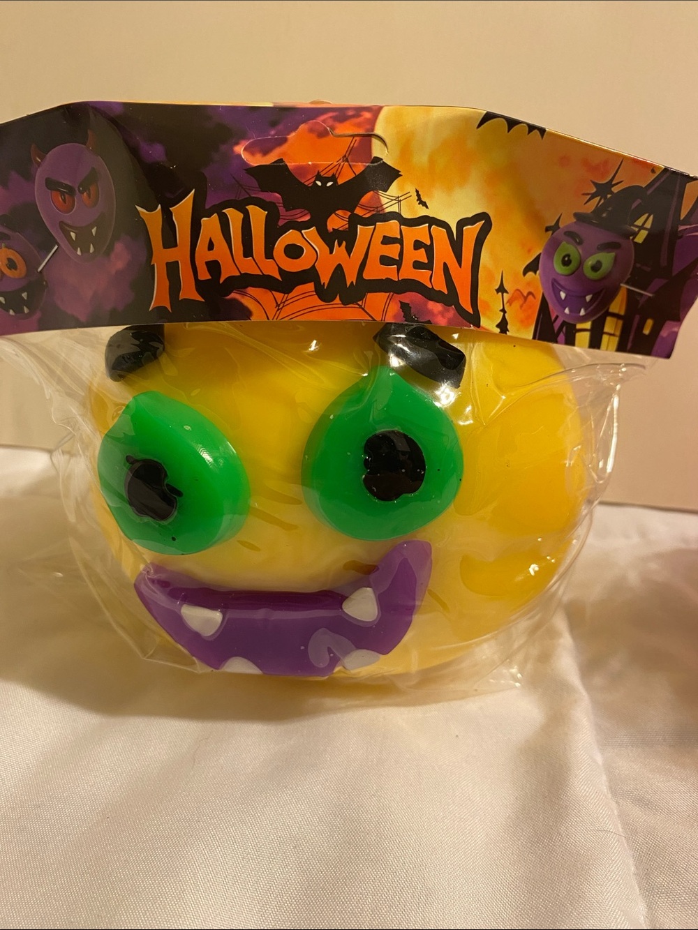 Halloween Yellow Monster Squish Toy with Green Eyes